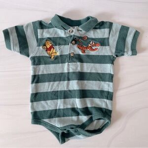 Vintage Disney Store Winnie the Pooh & Tigger Striped Polo Onesie-Size 24 months